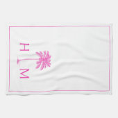 Linge De Cuisine Monogramme d'arbre de palmier blanc et noir (Horizontal)