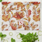 Linge De Cuisine Monogramme d'automne feuille rustique (Plié)