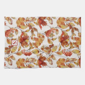 Linge De Cuisine Monogramme d'automne feuille rustique (Horizontal)