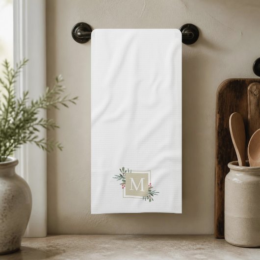 Linge De Cuisine Monogramme de botanique de Noël
