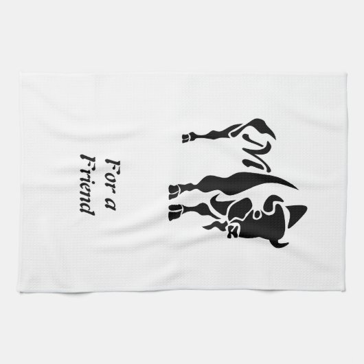 Linge De Cuisine Monogramme de buffle noir Silhouette (Horizontal)