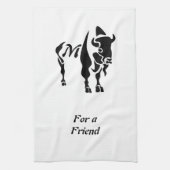 Linge De Cuisine Monogramme de buffle noir Silhouette (Vertical)