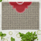 Linge De Cuisine Monogramme de canneberge à feuillage rustique (Plié)