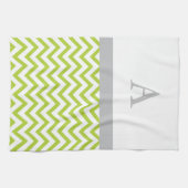 Linge De Cuisine Monogramme de chaux vert Chevron (Horizontal)