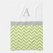 Linge De Cuisine Monogramme de chaux vert Chevron (Vertical)