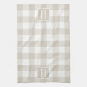 Linge De Cuisine Monogramme de chèque de buffle beige (Vertical)