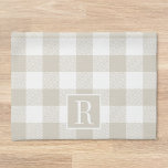 Linge De Cuisine Monogramme de chèque de buffle beige<br><div class="desc">Serviette de cuisine moderne et rustique personnalisée avec monogramme personnalisé sur motif en plaid beige.</div>