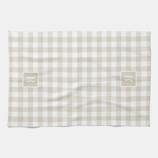 Linge De Cuisine Monogramme de contrôle de buffle beige doux (Horizontal)