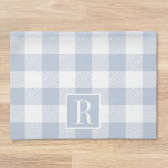 Linge De Cuisine Monogramme de contrôle du bison bleu poussiéreux<br><div class="desc">Serviette de cuisine moderne et rustique personnalisée avec monogramme personnalisé sur motif à chevalets bleu clair poussiéreux.</div>