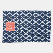Linge De Cuisine Monogramme de corail marocain bleu marine (Horizontal)