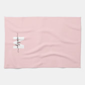 Linge De Cuisine Monogramme de couleur rose fardé (Horizontal)