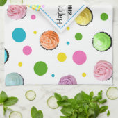 Linge De Cuisine Monogramme de cupcakes et points d'anniversaire (Plié)