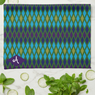 Linge De Cuisine Monogramme de diamant de paon