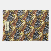Linge De Cuisine Monogramme de faisan Brown, Jaune, Réveille Noire (Horizontal)