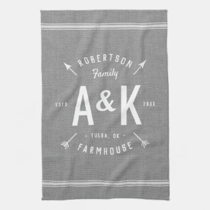 Linge De Cuisine Monogramme de famille Rustique Arrow