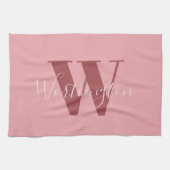 Linge De Cuisine Monogramme de fille et nom rose roux (Horizontal)