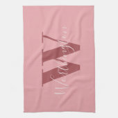 Linge De Cuisine Monogramme de fille et nom rose roux (Vertical)