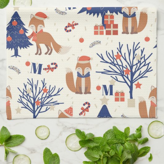 Linge De Cuisine Monogramme de Fox Cuties (Plié)