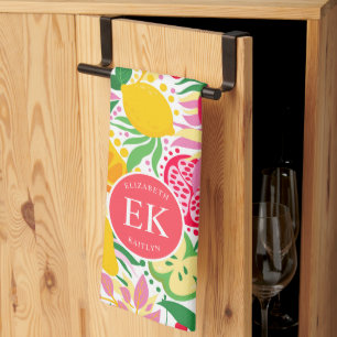 Linge De Cuisine Monogramme de fruits tropicaux motif aquarelle d'é