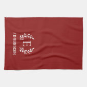 Linge De Cuisine Monogramme de la branche agricole rouge | Couleurs (Horizontal)