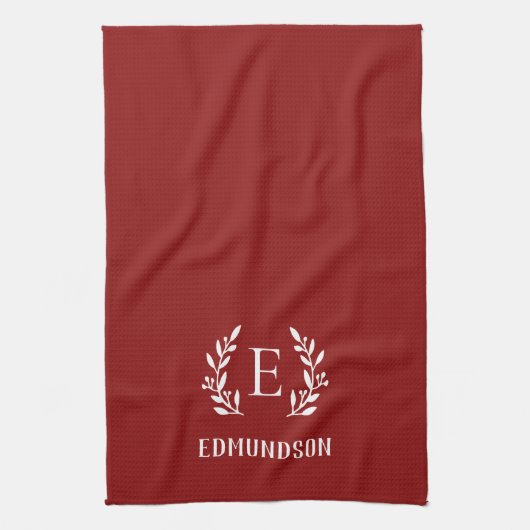 Linge De Cuisine Monogramme de la branche agricole rouge | Couleurs (Vertical)