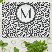 Linge De Cuisine Monogramme de léopard noir et blanc (Plié)