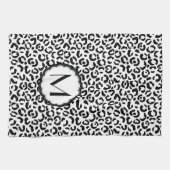 Linge De Cuisine Monogramme de léopard noir et blanc (Horizontal)