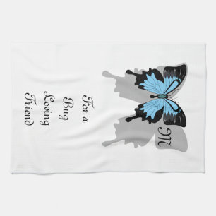 Linge De Cuisine Monogramme de l'ombre des papillons à dos bleu