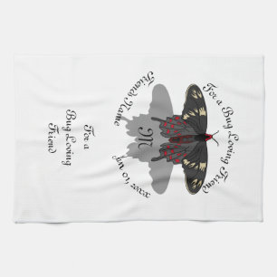 Linge De Cuisine Monogramme de l'ombre du papillon Rose Crimson