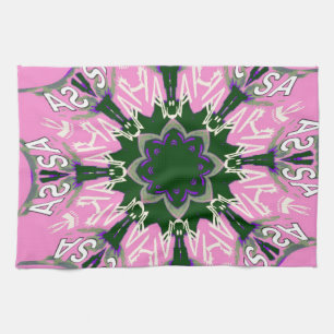 Linge De Cuisine Monogramme de mode floral mignon noir et rose