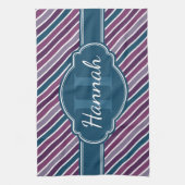 Linge De Cuisine Monogramme de Motif Turquoise Gras Violet (Vertical)