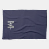 Linge De Cuisine Monogramme de nom bleu marine (Horizontal)