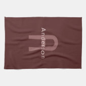 Linge De Cuisine Monogramme de nom d'aspect moderne | Rouge bordeau (Horizontal)