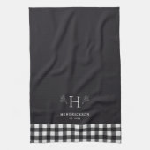 Linge De Cuisine Monogramme de nom de famille de ferme rustique (Vertical)