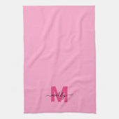 Linge De Cuisine Monogramme de nom de script rose fille (Vertical)
