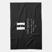 Linge De Cuisine Monogramme de nom et message moderne éditable | No (Vertical)