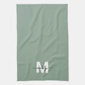 Linge De Cuisine Monogramme de nom vert sauge (Vertical)