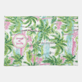 Linge De Cuisine Monogramme de palmier tropical rose et vert de Pre (Horizontal)