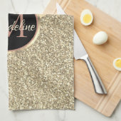 Linge De Cuisine Monogramme de Parties scintillant de léopard Rose  (Quart Plié)