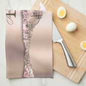 Linge De Cuisine Monogramme de Parties scintillant Gold Diamonds Ro (Quart Plié)