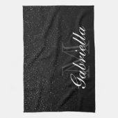 Linge De Cuisine Monogramme de Parties scintillant noire (Vertical)