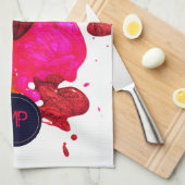 Linge De Cuisine Monogramme de peinture rouge rouge violet or (Quart Plié)