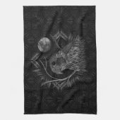 Linge De Cuisine Monogramme de Pleine lune de faucon (Vertical)