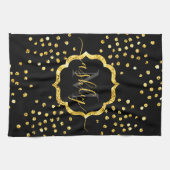 Linge De Cuisine Monogramme de points de Parties scintillant d'or (Horizontal)