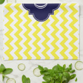 Linge De Cuisine Monogramme de Quatrefoil bleu de la marine Chevron (Plié)