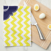 Linge De Cuisine Monogramme de Quatrefoil bleu de la marine Chevron (Quart Plié)