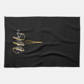 Linge De Cuisine Monogramme de script de Whisk d'or noir (Horizontal)