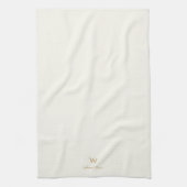 Linge De Cuisine Monogramme de script d'or ivoire moderne (Vertical)