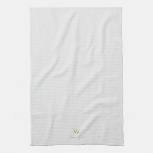 Linge De Cuisine Monogramme de script or gris clair moderne (Vertical)