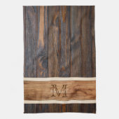 Linge De Cuisine Monogramme de ton en bois rustique Bande horizonta (Vertical)